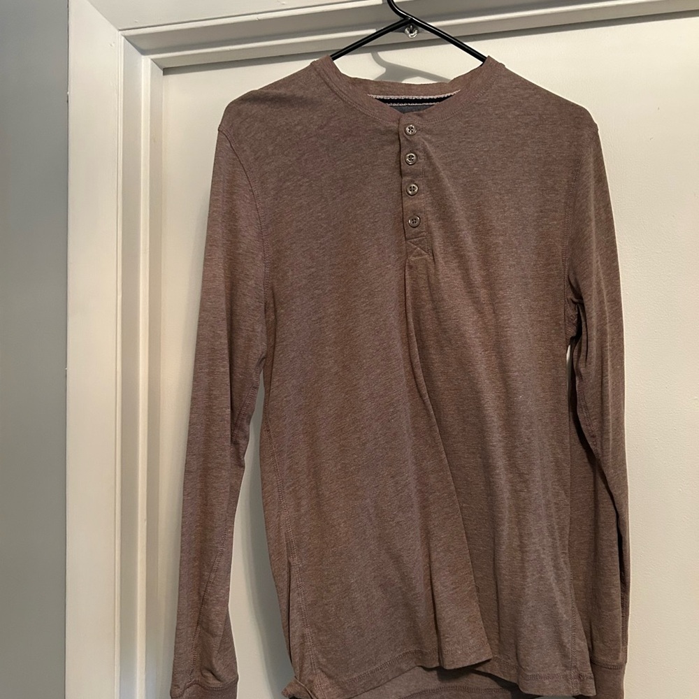 Weatherproof Long Sleeve Brown Henley Shirt